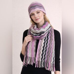 Missoni Multicolor Zigzag Hat & Wrap Set - PURPLE